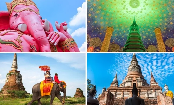 世界遺産アユタヤ+フォトジェニックツアー  ピンクガネーシャ（ワットサマーン）+ワットパクナム＜選べる3プラン/象乗り体験付きプランあり＞